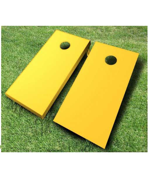 painted cornhole boards yellow
