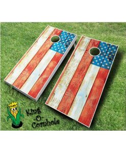 distressed american flag cornhole boards