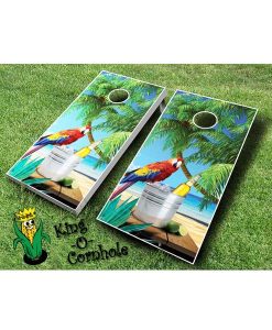 Parrot Beach cornhole board game set