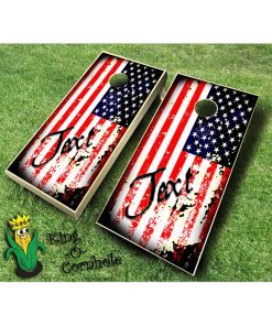 Vintage American Flag with Text Cornhole Board Set